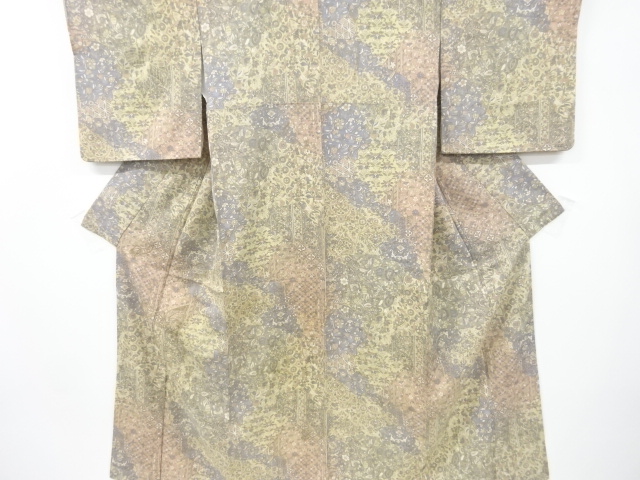 草葉模様刺繍付け下げ小紋着物